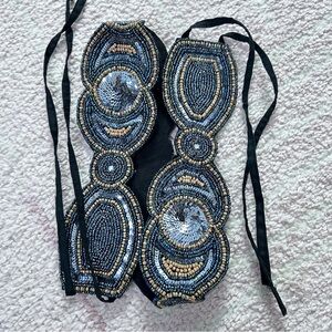 NWT Beaded and Sequin Multicolor Tie Belt Festival Western Bohemian